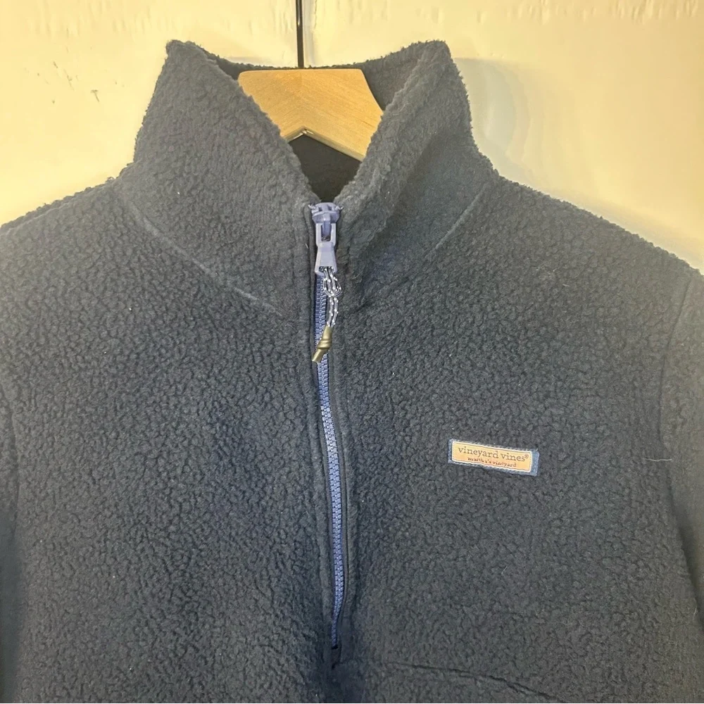 Vineyard Vines Women’s Navy Blue Sherpa Half-Zip Pullover, Size Small